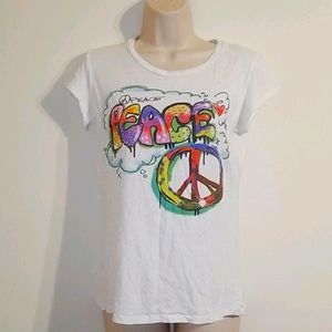 Max Rave women's XL white blouse peace on front